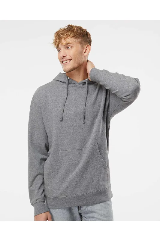 Independent Trading Co. Mens Hooded Sweatshirt Hoodie w/ Pouch Pocket - Heather Gunmetal Grey