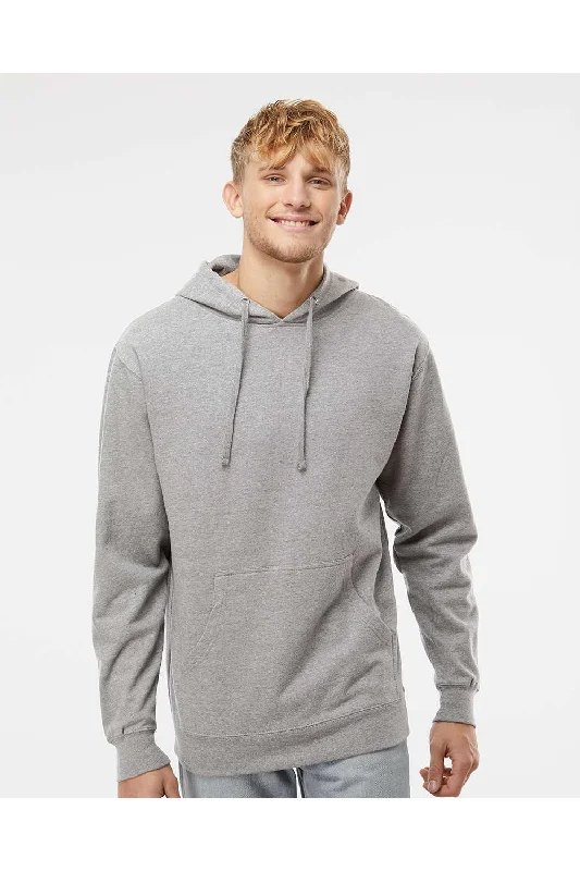 Independent Trading Co. Mens Hooded Sweatshirt Hoodie w/ Pouch Pocket - Heather Grey