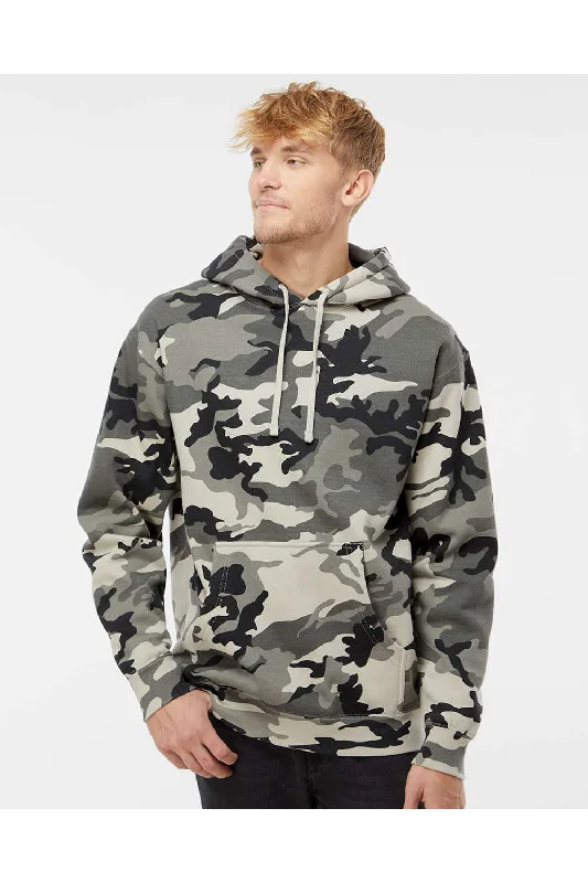 Independent Trading Co. Mens Hooded Sweatshirt Hoodie w/ Pouch Pocket - Snow Camo