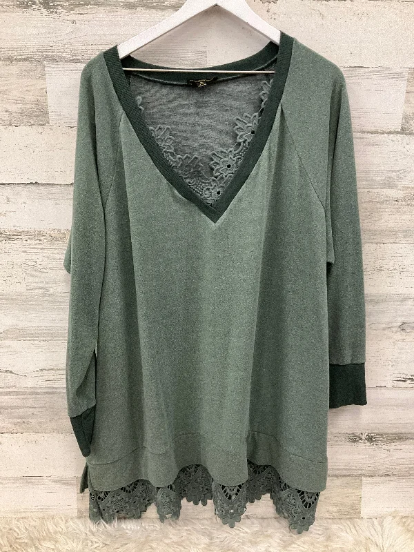 Top Long Sleeve By Suzanne Betro In Green, Size: 4x