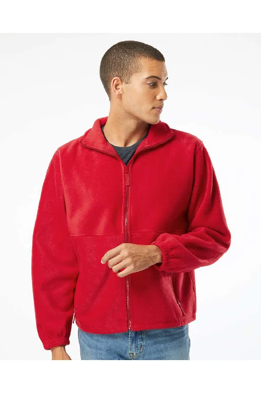 Burnside Mens Polar Fleece Full Zip Sweatshirt w/ Pockets - Red - Closeout