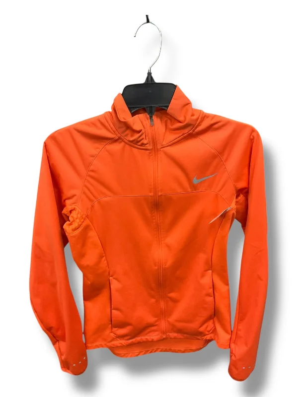 Athletic Top Long Sleeve Collar By Nike Apparel In Orange, Size: Xs