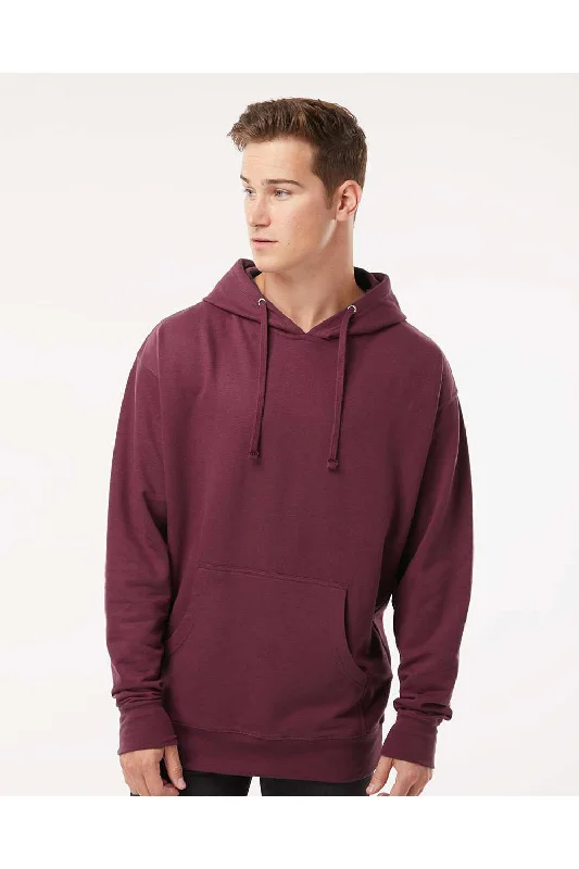 Independent Trading Co. Mens Hooded Sweatshirt Hoodie w/ Pouch Pocket - Maroon