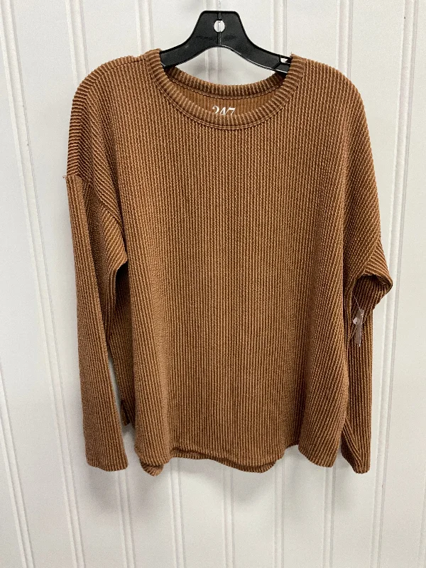 Top Long Sleeve By Maurices In Brown, Size: L