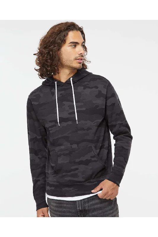 Independent Trading Co. Mens Hooded Sweatshirt Hoodie w/ Pouch Pocket - Black Camo