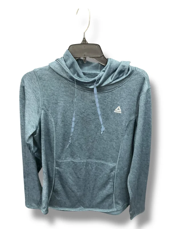 Athletic Top Long Sleeve Hoodie By Reebok In Teal, Size: L