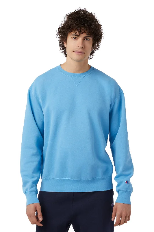 Champion Mens Garment Dyed Shrink Resistant Crewneck Sweatshirt - Delicate Blue - Closeout