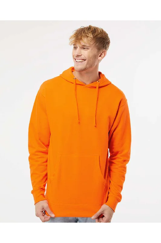 Independent Trading Co. Mens Hooded Sweatshirt Hoodie w/ Pouch Pocket - Safety Orange