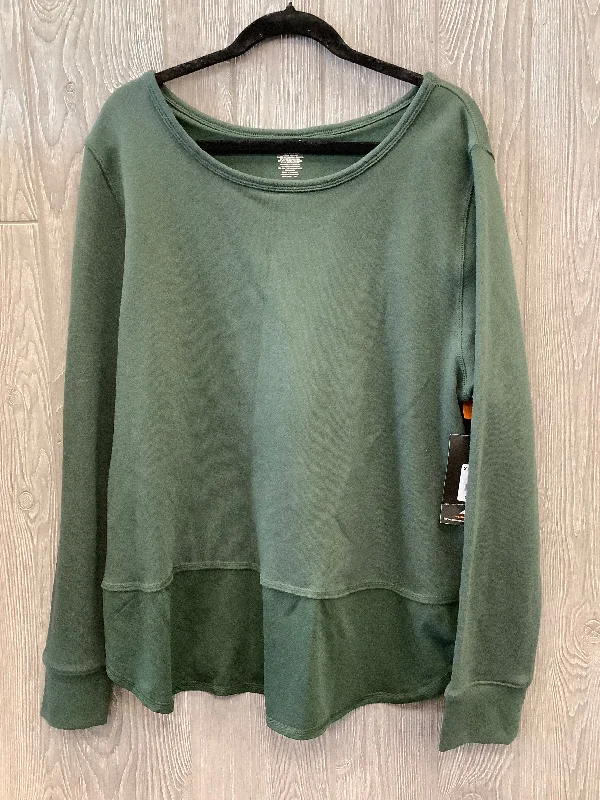 Athletic Top Long Sleeve Collar By Avia In Green, Size: 3x