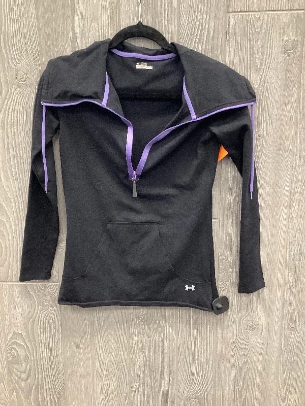 Athletic Top Long Sleeve Collar By Under Armour In Black & Purple, Size: Xs