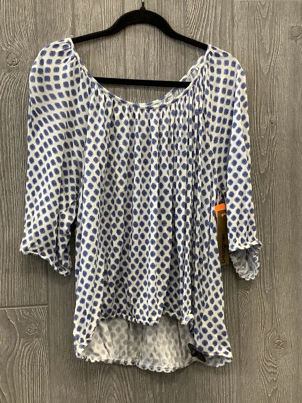 Top 3/4 Sleeve By Michael By Michael Kors In Blue & White, Size: 2x