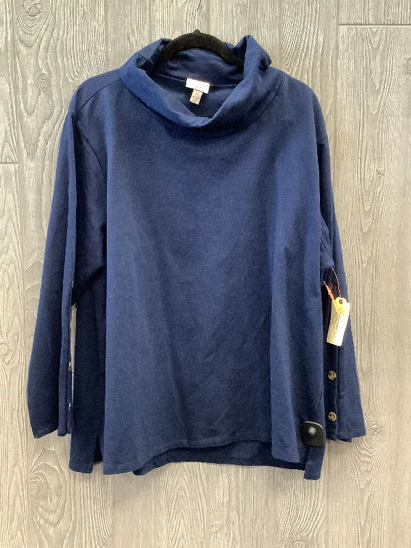 Top Long Sleeve By St Johns Bay In Blue, Size: 1x