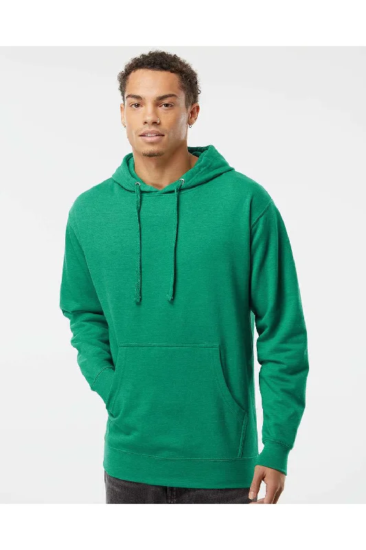 Independent Trading Co. Mens Hooded Sweatshirt Hoodie w/ Pouch Pocket - Heather Kelly Green