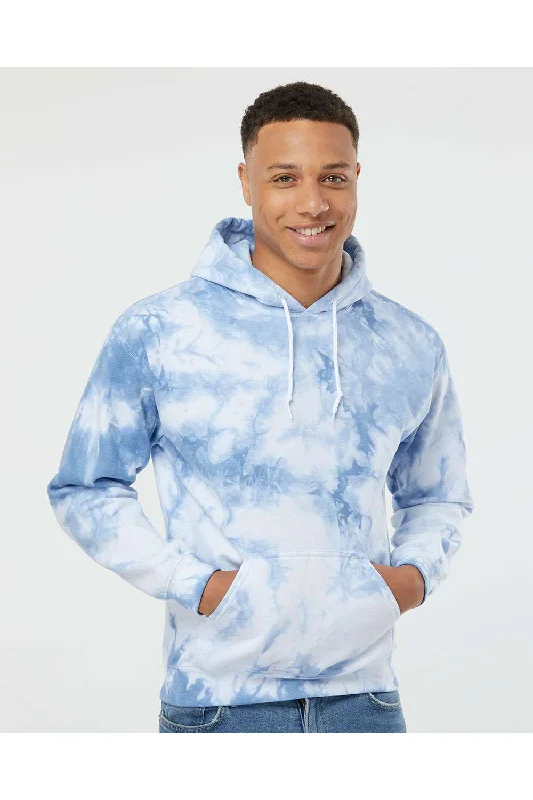 Dyenomite Mens Blended Tie Dyed Hooded Sweatshirt Hoodie w/ Pouch Pocket - Cloudy Sky Crystal