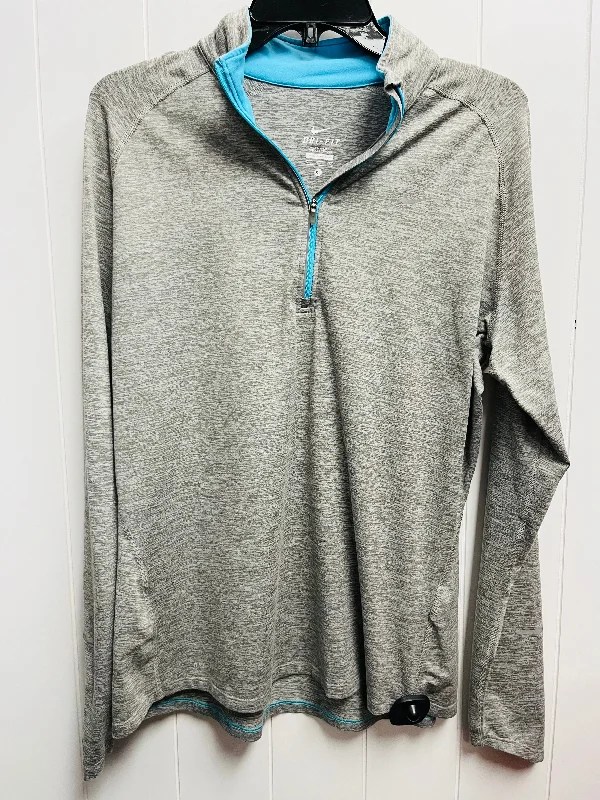 Athletic Top Long Sleeve Collar By Nike Apparel In Grey, Size: Xl