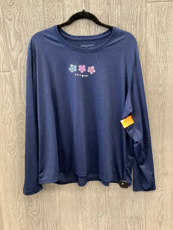 Top Long Sleeve By Life Is Good In Blue, Size: Xxl