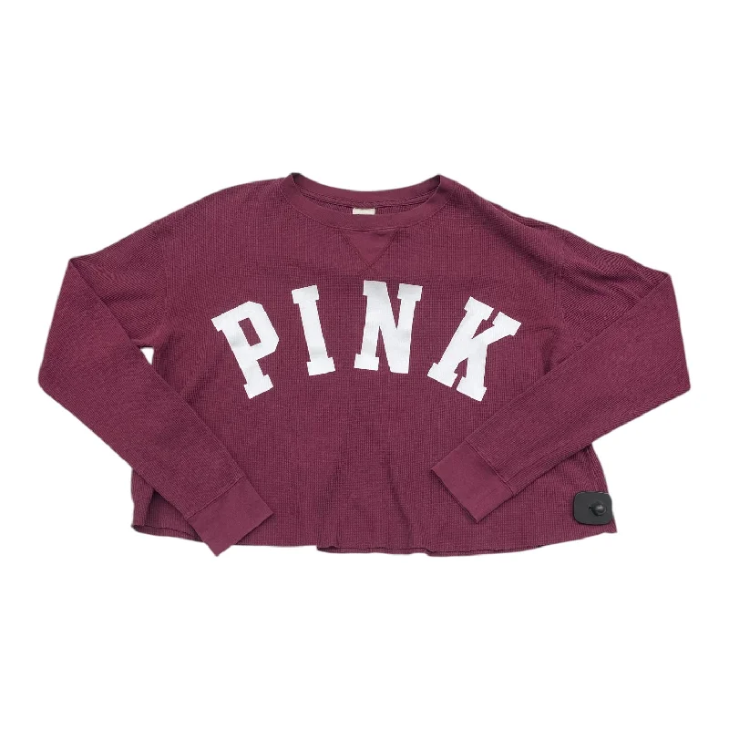 Top Long Sleeve By Pink In Maroon, Size: S