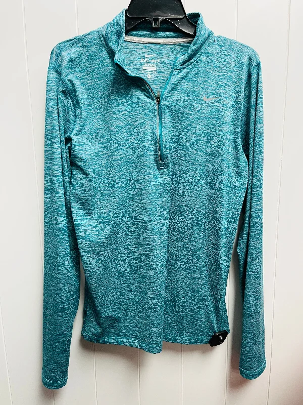 Athletic Top Long Sleeve Collar By Nike Apparel In Teal, Size: Xl