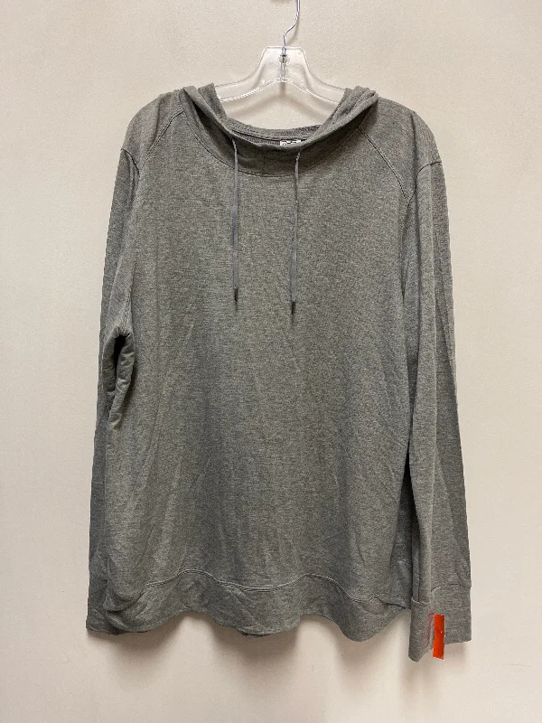 Athletic Top Long Sleeve Hoodie By Athletic Works In Grey, Size: 2x