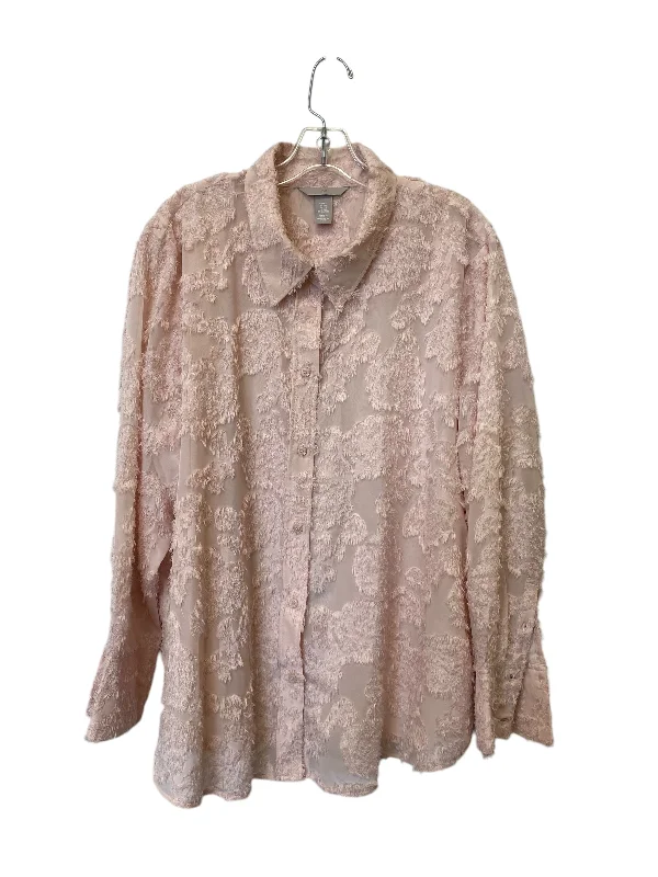 Top Long Sleeve By H&m In Pink, Size: 2x