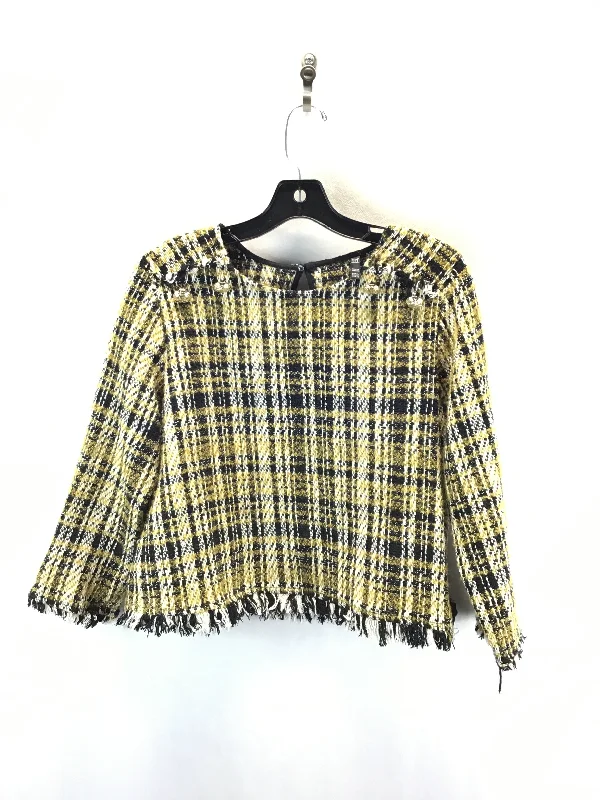 Top Long Sleeve By Zara In White & Yellow, Size: Xl