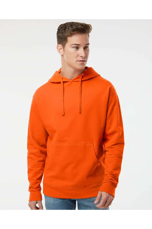 Independent Trading Co. Mens Hooded Sweatshirt Hoodie w/ Pouch Pocket - Orange