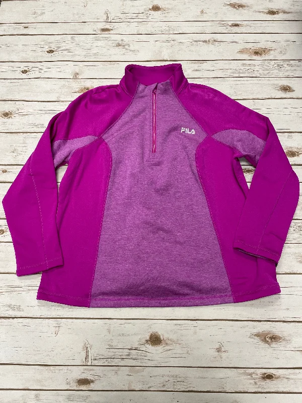 Athletic Top Long Sleeve Collar By Fila In Purple, Size: 2x