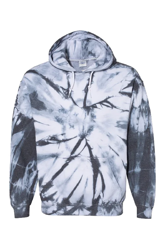 Dyenomite Mens Blended Tie Dyed Hooded Sweatshirt Hoodie w/ Pouch Pocket - Black Cyclone