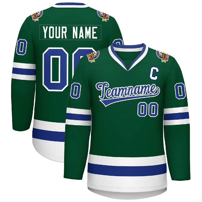 Custom Green Royal-White Classic Style Hockey Jersey