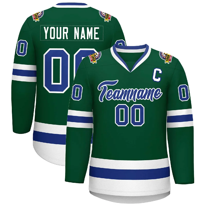 Custom Green Royal-White Classic Style Hockey Jersey