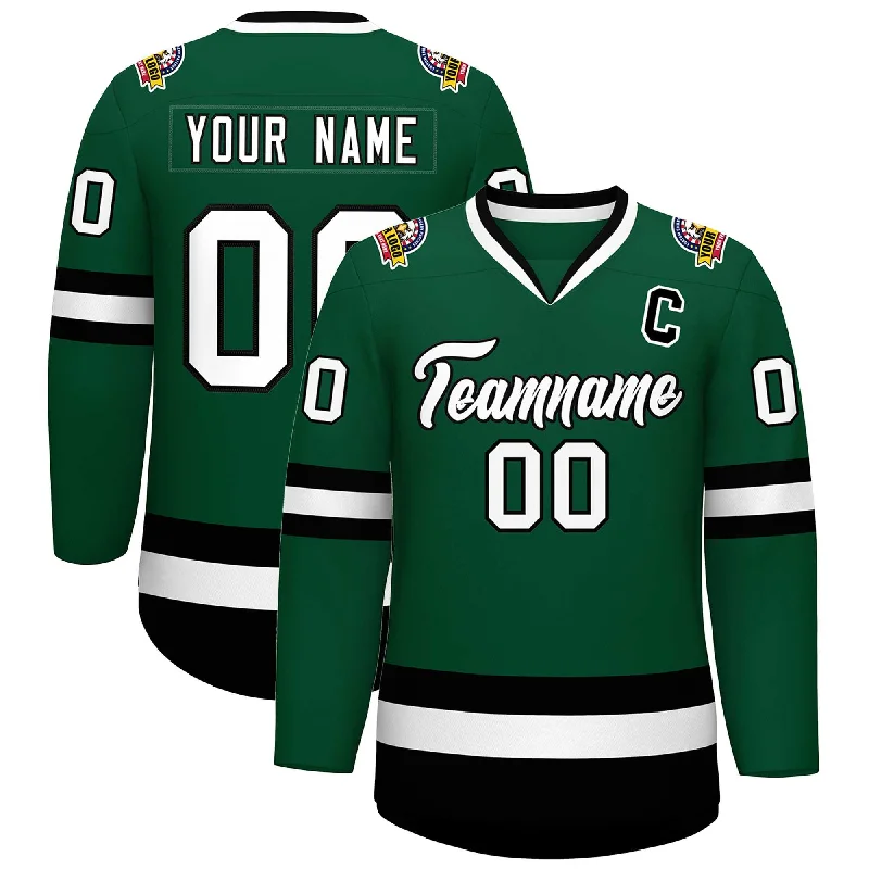 Custom Green White-Black Classic Style Hockey Jersey