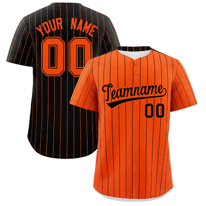 Custom Orange Black Pinstripe Personalized Two-Tone Authentic Baseball Jersey