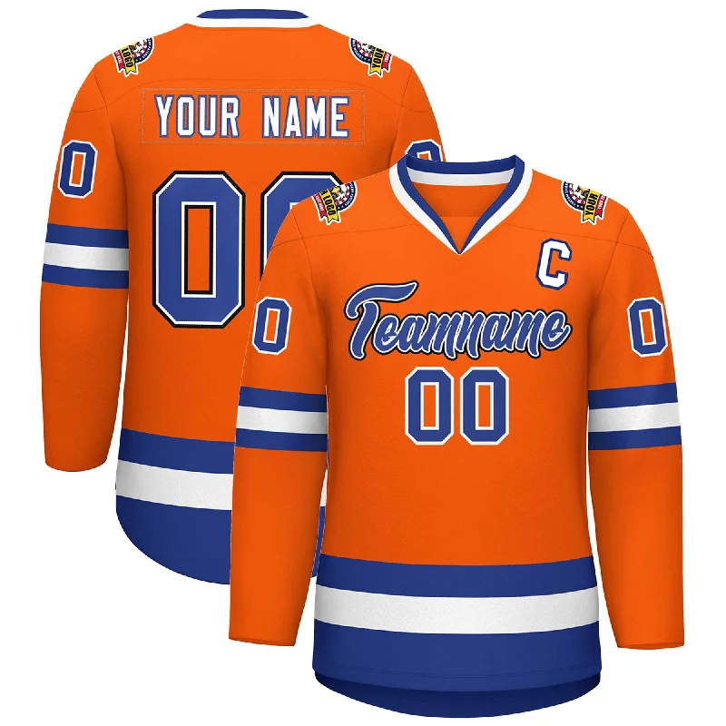 Custom Orange Royal White-Black Classic Style Hockey Jersey