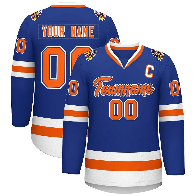 Custom Royal Orange Royal-White Classic Style Hockey Jersey