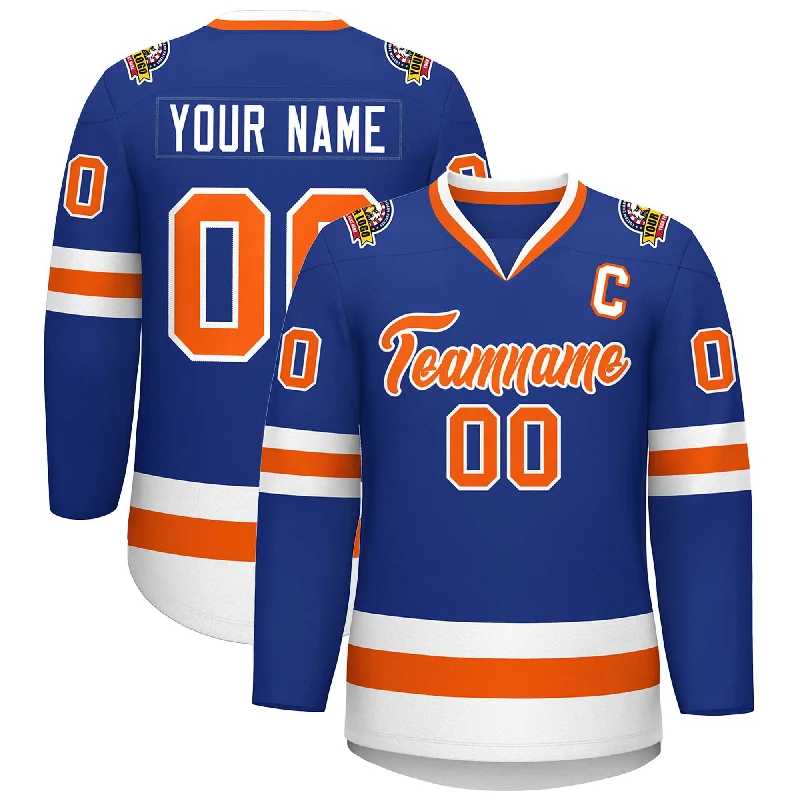 Custom Royal Orange-White Classic Style Hockey Jersey