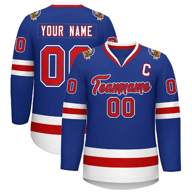 Custom Royal Red Royal-White Classic Style Hockey Jersey