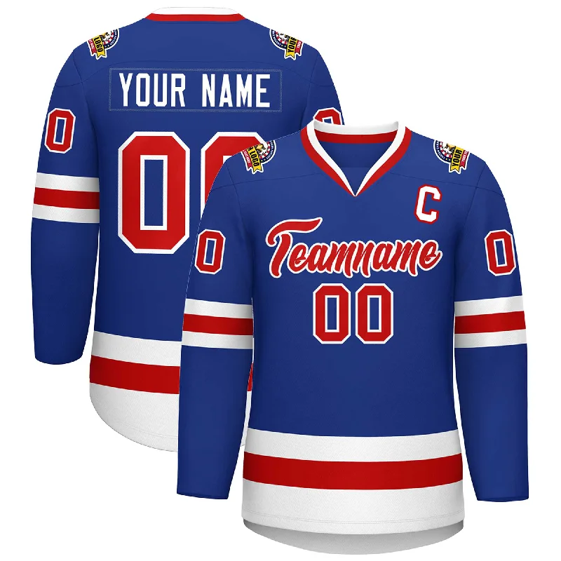 Custom Royal Red-White Classic Style Hockey Jersey