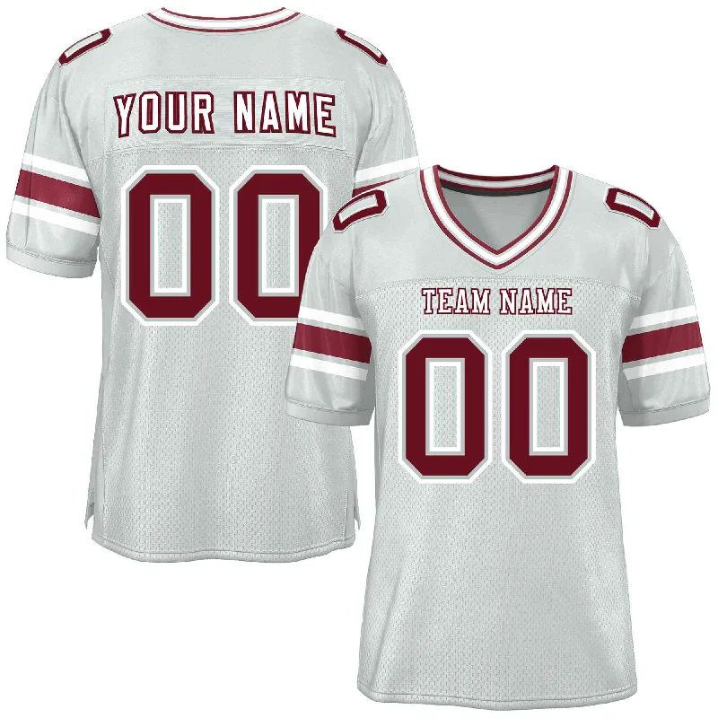 Custom Silver Personalized Classic Authentic Football Jersey