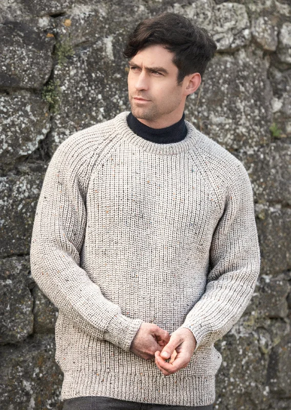 Men's Fisherman Aran Rib Sweater | Oatmeal