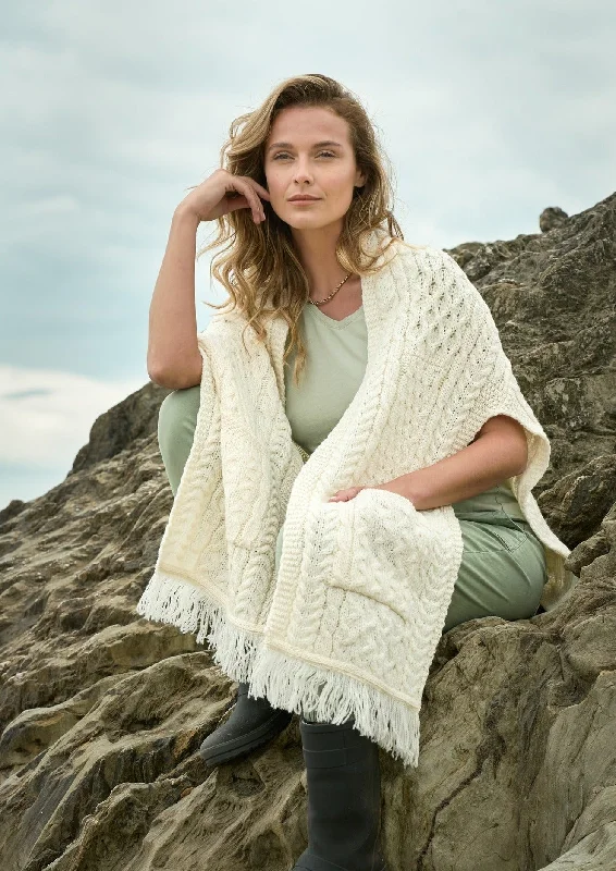 Aran Crafts Pocket Shawl | Natural