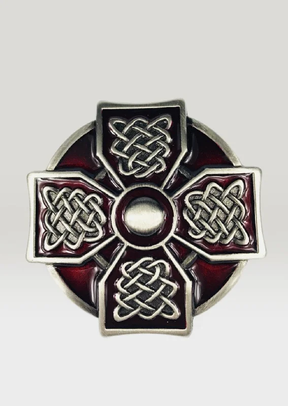 Lee River Celtic Cross Red Belt Buckle 670