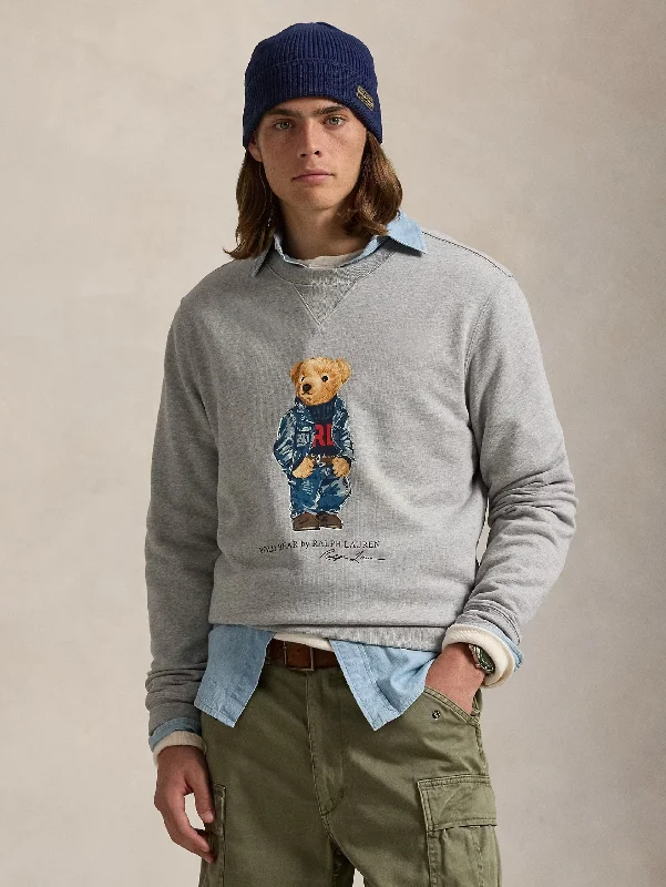 Felpa Girocollo con Stampa Polo Bear Grigio