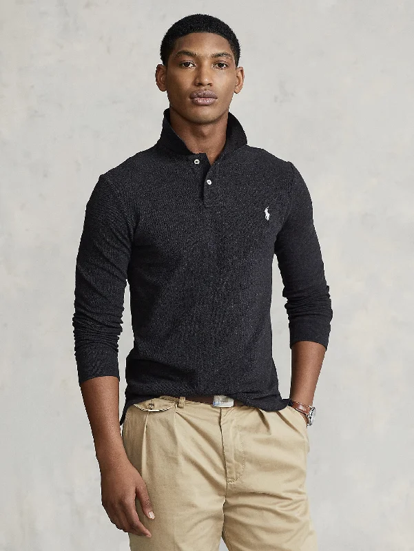 Polo Slim Fit Manica Lunga Antracite