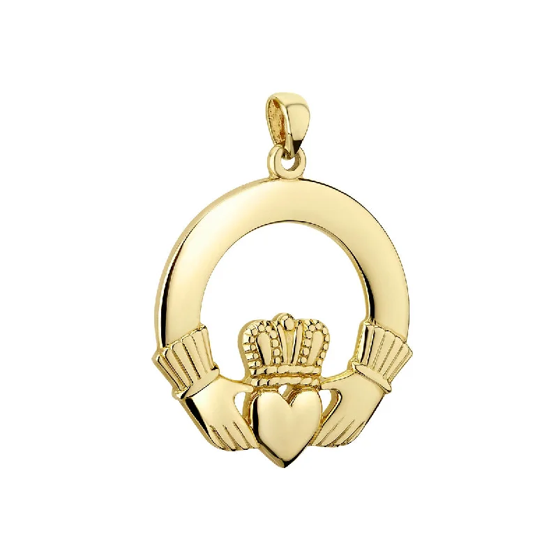 14k Large Gold Claddagh Charm