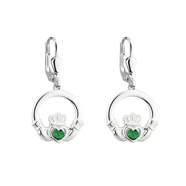 Silver Drop Claddagh Earrings