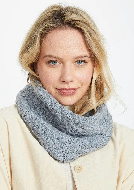 Aran Infinity Cable Scarf | Ocean Grey