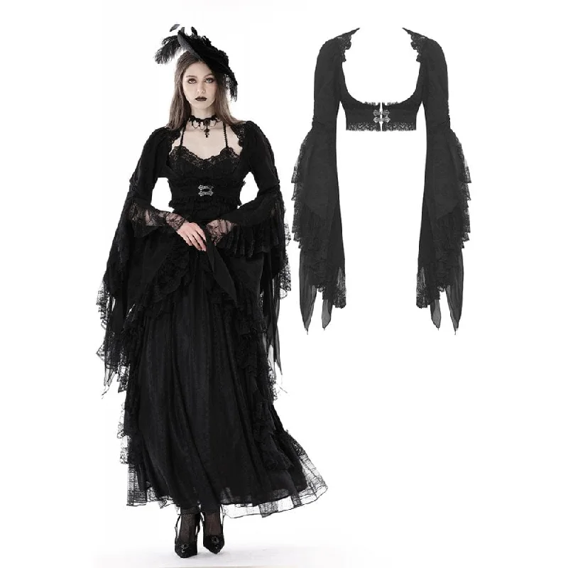 Women's Gothic Flared Sleeved Lace Splice Cape