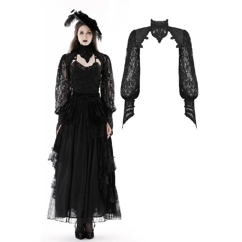 Women's Gothic Stand Collar Puff Sleeved Lace Cape