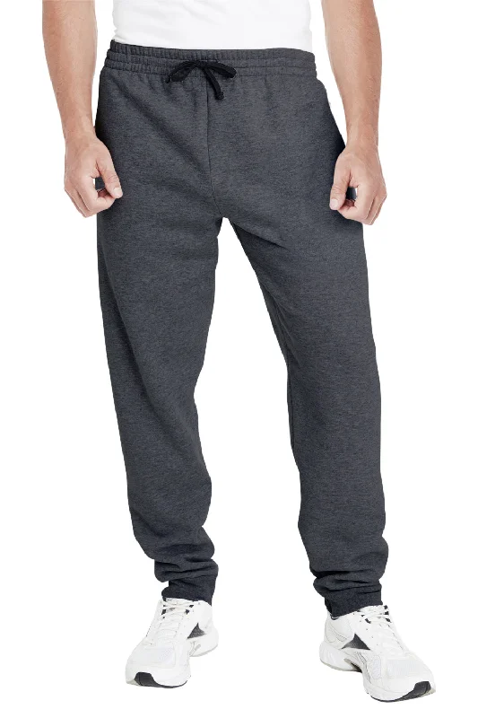 Jerzees Mens NuBlend Fleece Jogger Sweatpants w/ Pockets - Heather Black/Black