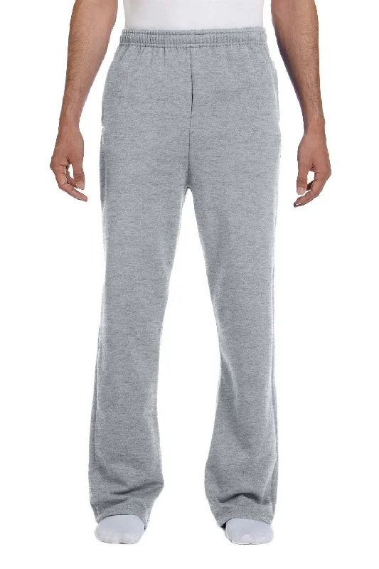 Jerzees Mens NuBlend Pill Resistant Fleece Open Bottom Sweatpants w/ Pockets - Oxford Grey